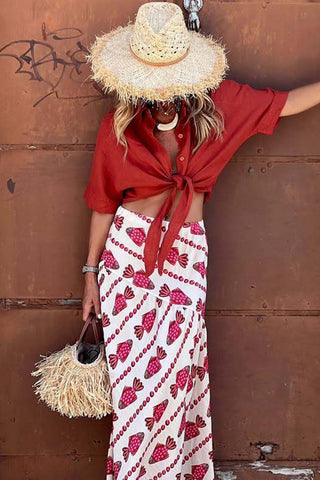 Printed High-Waist Maxi Skirt