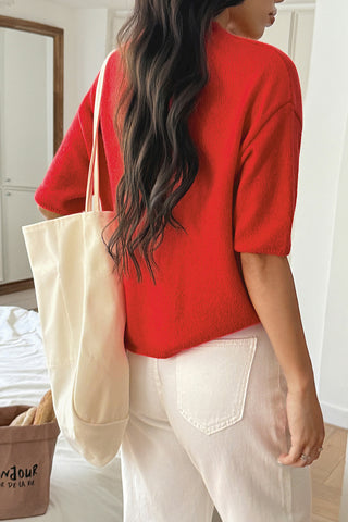 Casual Crewneck Short Sleeve Sweater