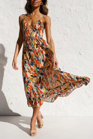 Vibrant Abstract Print Midi Dress