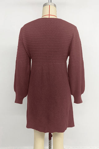 Knit V-Neck Casual Dress