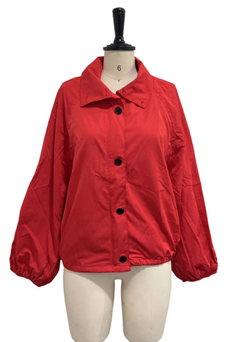 Stylish Button-Up Jacket with Drawstring Waist