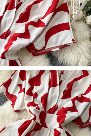 Wavy Patterned Wrap Dress