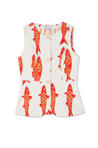 Fish Pattern Sleeveless Top Set
