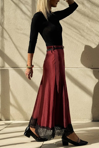 Lace Hem Patchwork Skirt