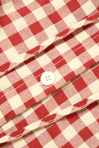 Gingham Ruffle Split Skirt