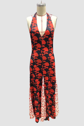 Polka Dot Halter Maxi Dress