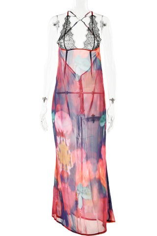 Lace Trim Leopard Print Night Dress