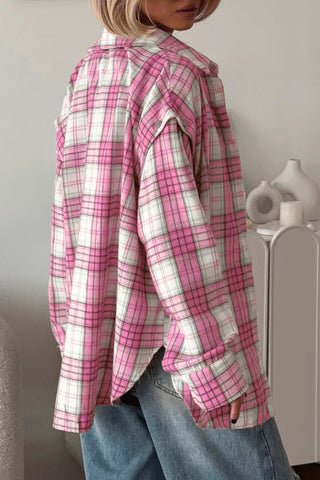 Oversized Plaid Button-Down Shirt