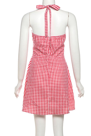 Charming Gingham Halter Sundress
