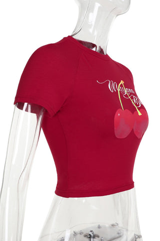 Graphic Cherry Crop T-Shirt