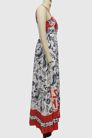 Strappy Printed Midi Dress