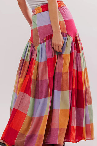 Vibrant Patchwork Maxi Skirt