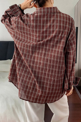 Oversized Button-Up Plaid Shirt