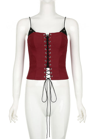 Lace-Up Corset Tank Top