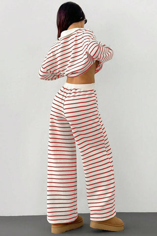 Striped Knit Pants Set with Top