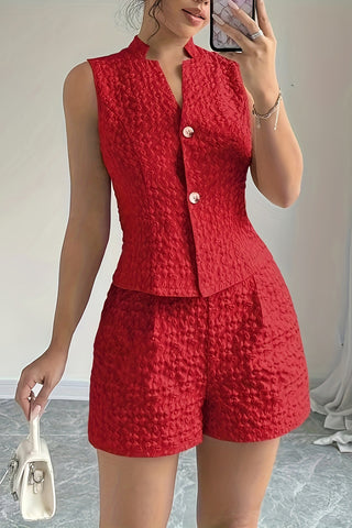 Textured Sleeveless Short Set