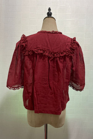 Ruffled Button-Front Blouse