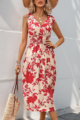 Floral Print Sleeveless Midi Dress