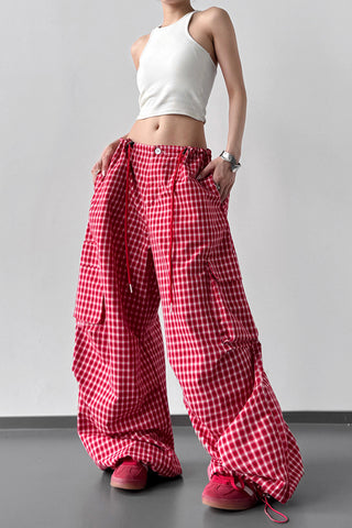 Gingham Wide-Leg Pants