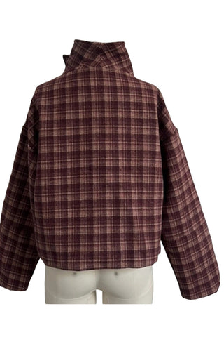 Button-Front Plaid Jacket