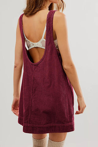 Sleeveless Corduroy Casual Dress