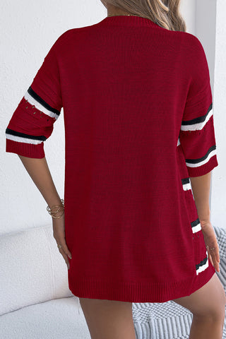 Striped Open-Front Cardigan