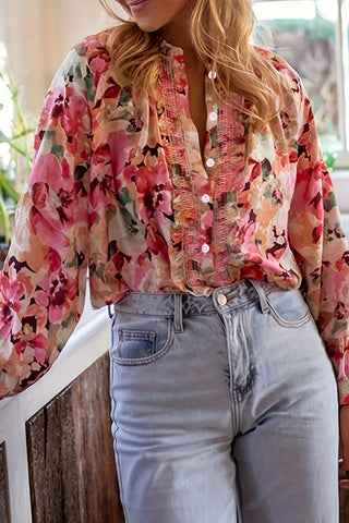 Floral Button-Front Blouse