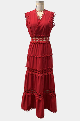 Tiered Cutout Midi Dress