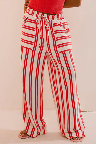Striped Wide-Leg Casual Pants