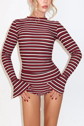 Striped Long-Sleeve Short Set