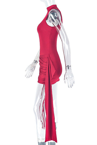 Sleeveless Draped Evening Dress