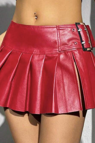 Pleated Mini Skirt with Belt