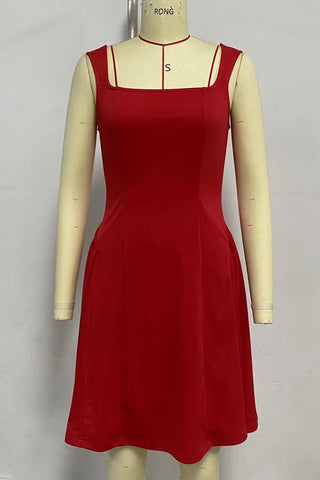 Square-Neck Flared Mini Dress