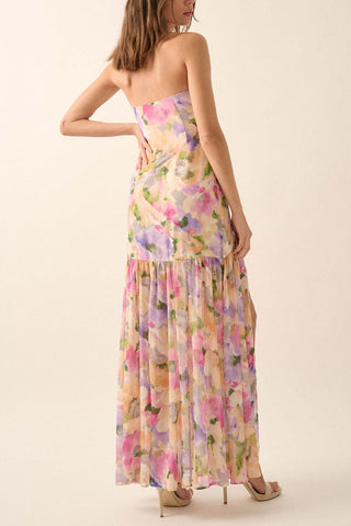 Strapless Floral Maxi Dress
