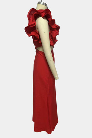 One-Shoulder Ruffle Cutout Dress