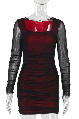 Sheer Long Sleeve Casual Dress