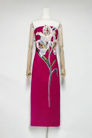 Floral Appliqué Vacation Dress