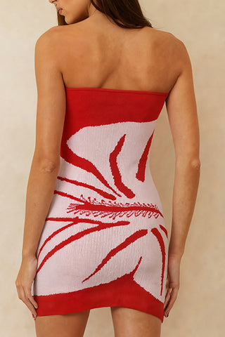 Strapless Mini Dress with Bold Pattern