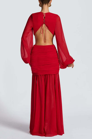 Draped Cutout Casual Maxi Dress