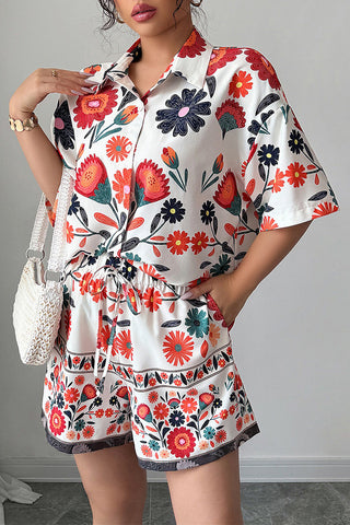 Floral Button-Up Short Set