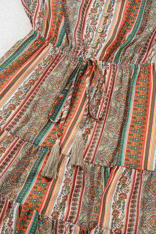 Bohemian Print Tiered Mini Dress