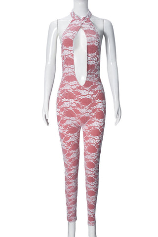 Lace Cutout Bodycon Jumpsuit