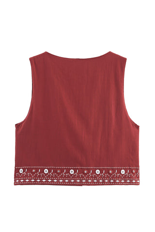 Patterned Button-Front Tank Vest