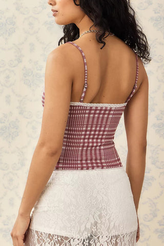 Gingham Lace-Trim Camisole