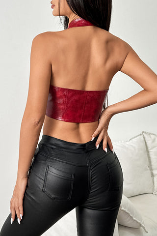 Lace-Up Halter Tank Top