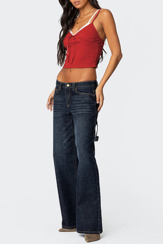 Lace-Trim Bow Accent Camisole