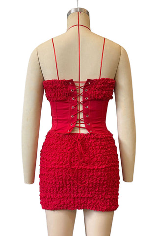 Strapless Textured Skirt Set