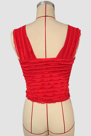Ruffled Square Neck Tank Top
