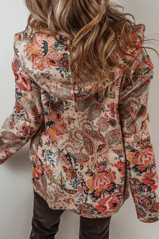 Floral Patterned Hooded Jacket