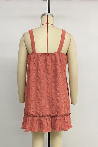 Button-Front Ruffled Casual Dress